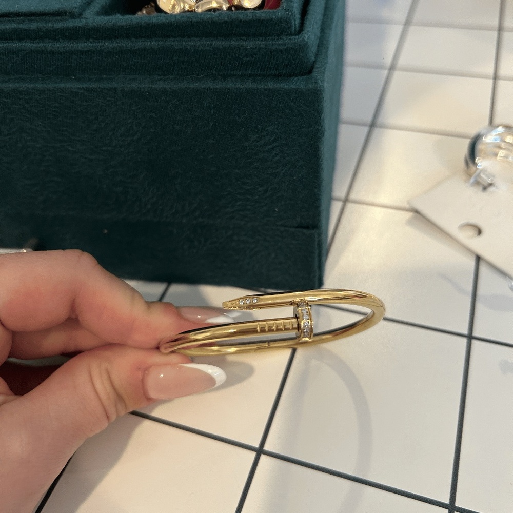18K Gold Stainless Steel Nail Bangle Bracelet
